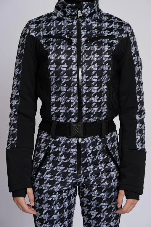 Ski jumpsuit met logo patroon en elastische riem