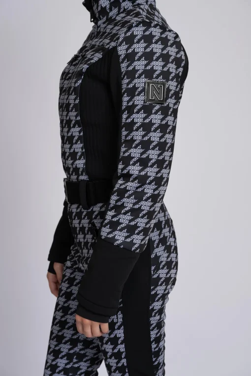 Ski jumpsuit met logo patroon en elastische riem