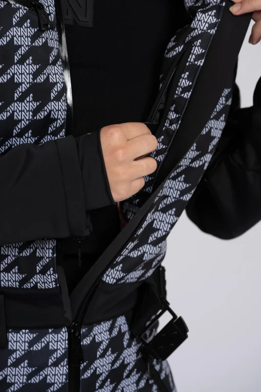 Ski jumpsuit met logo patroon en elastische riem