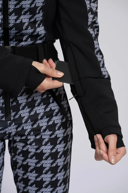 Ski jumpsuit met logo patroon en elastische riem