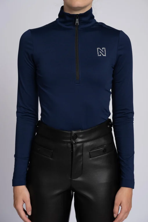 Ski pully met rits en Swarovski N-logo