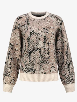 Slangenprint trui met broche