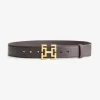 Smalle Leren taille riem met logo gesp