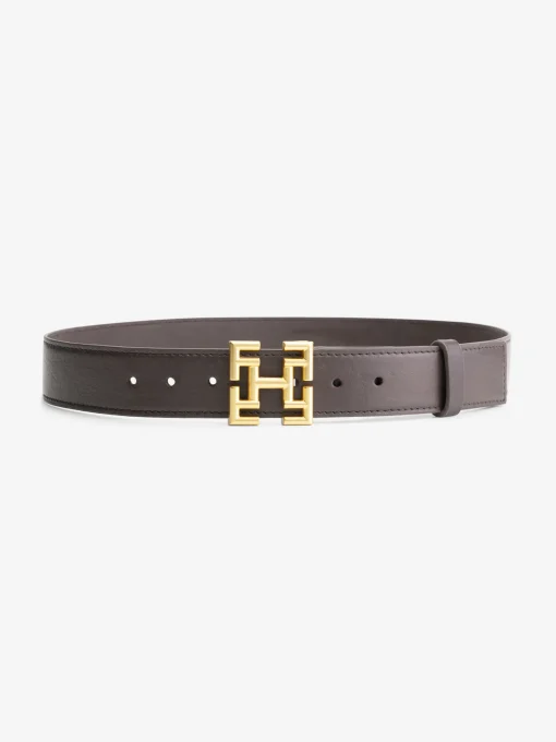 Smalle Leren taille riem met logo gesp