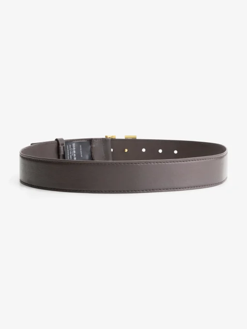 Smalle Leren taille riem met logo gesp