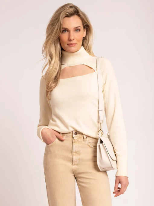 Top met cut-out en col