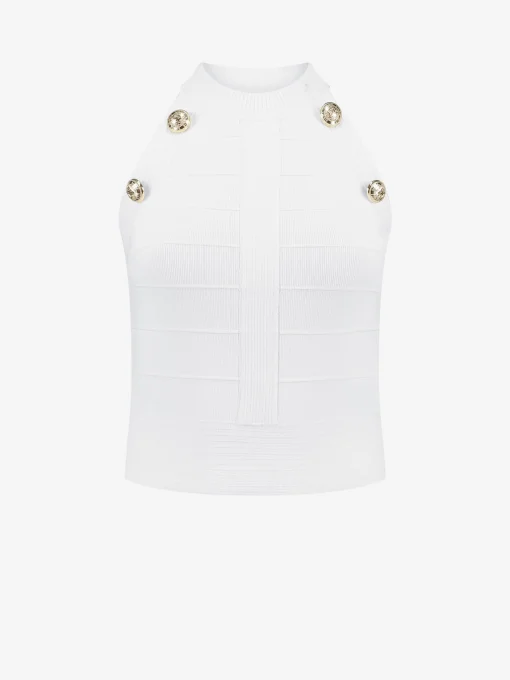 Top met N-logo knopen