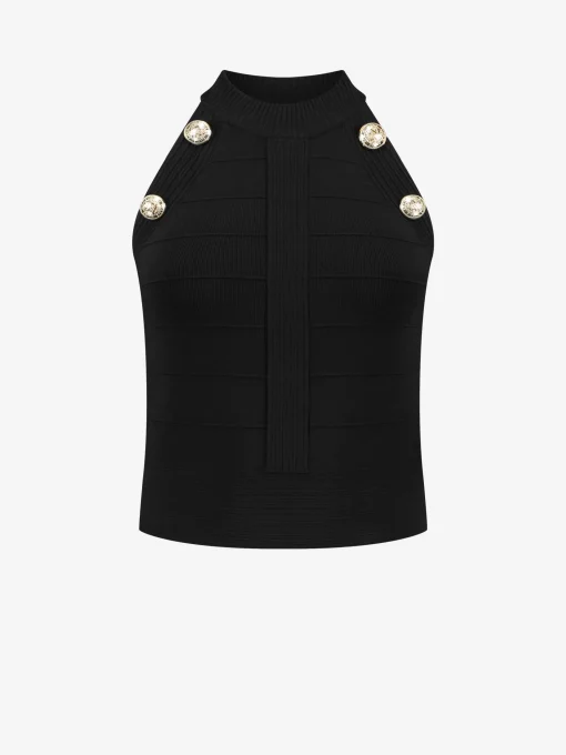 Top met N-logo knopen