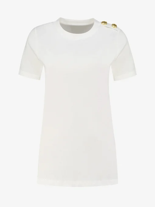 T-shirt met kleine knopen op schouder