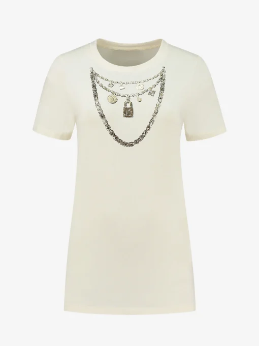 T-shirt met print van ketting
