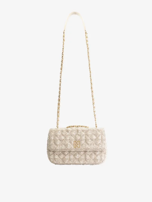 Tweed schoudertas met pied-de-poule patroon