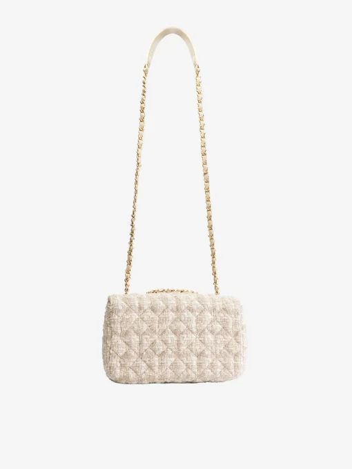 Tweed schoudertas met pied-de-poule patroon