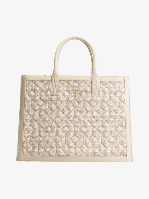Tweed shopper met pied-de-poule patroon