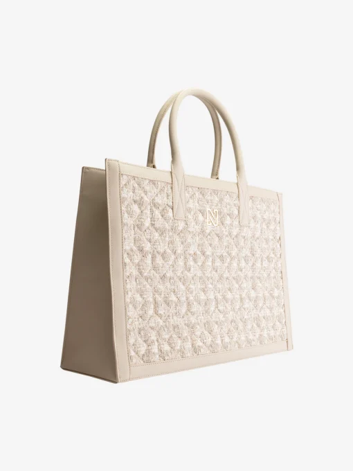 Tweed shopper met pied-de-poule patroon