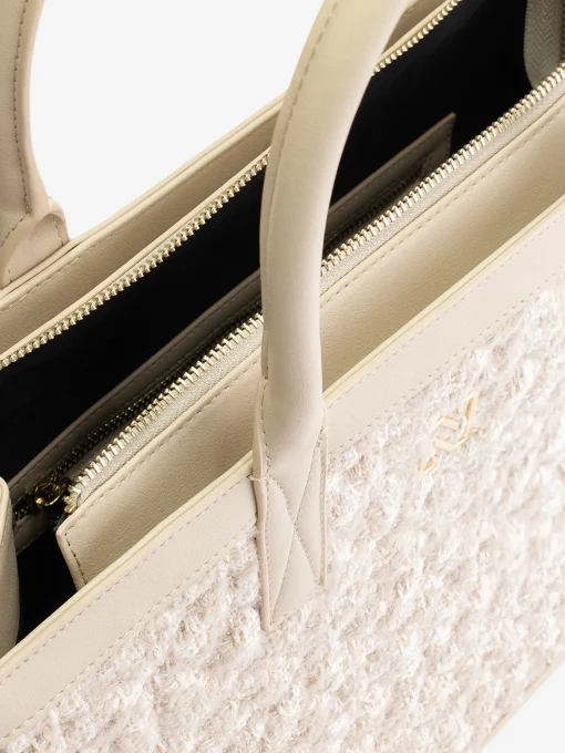 Tweed shopper met pied-de-poule patroon