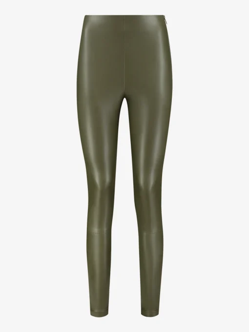 Vegan leren broek met hoge taille