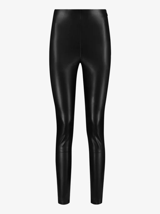Vegan leren broek met hoge taille