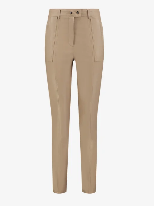 Vegan leren fitted broek met hoge taille