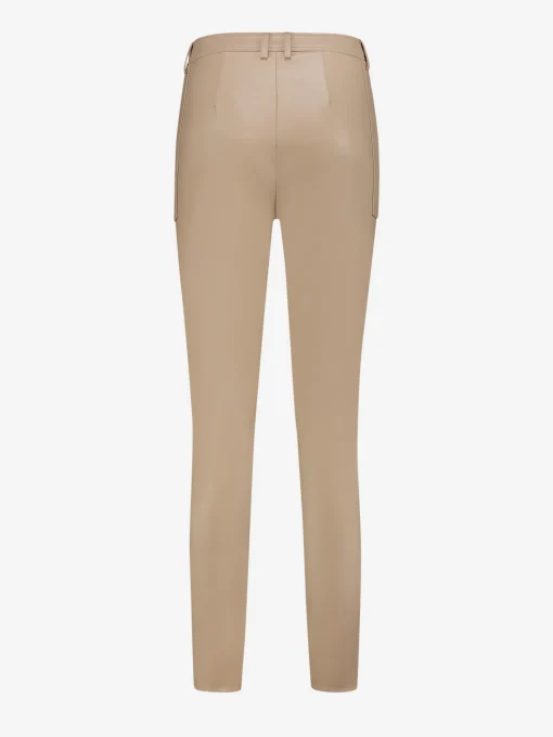 Vegan leren fitted broek met hoge taille