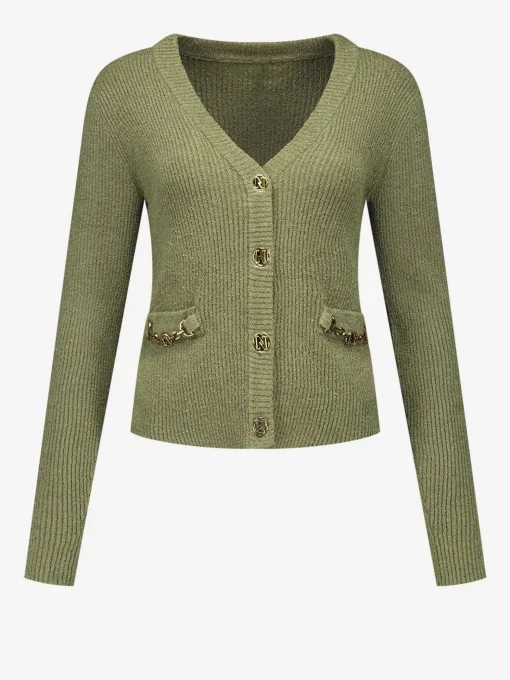 Vest met N-logo knopen en ketting detail