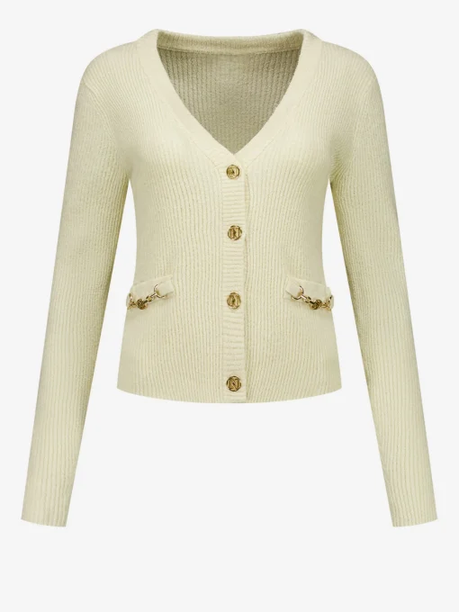 Vest met N-logo knopen en ketting detail