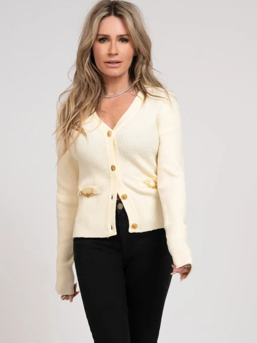 Vest met N-logo knopen en ketting detail