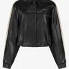Wijdvallend jack met leren look