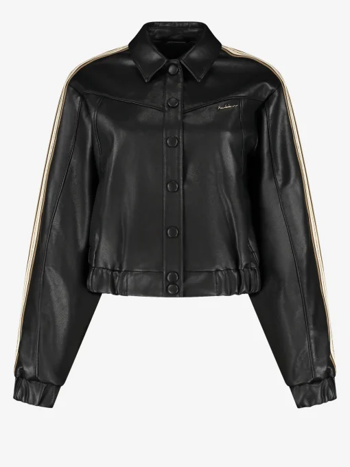 Wijdvallend jack met leren look
