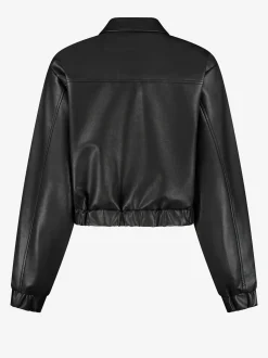 Wijdvallend jack met leren look