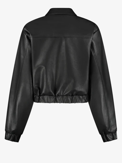 Wijdvallend jack met leren look
