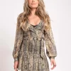 Wikkeltop met metallic slangenprint