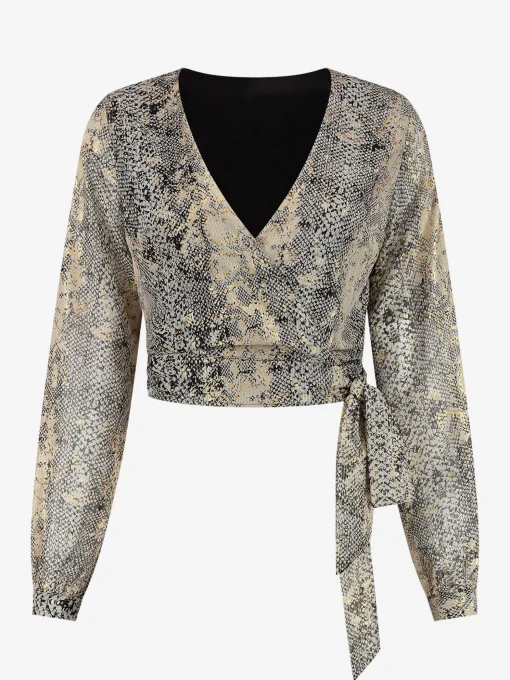Wikkeltop met metallic slangenprint
