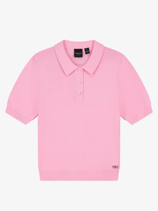Zachte polo met elastieken taillenband