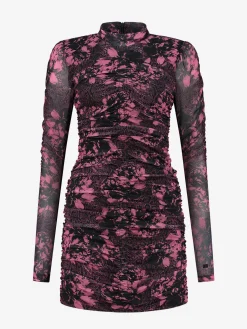 Aangesloten jurk met all-over print