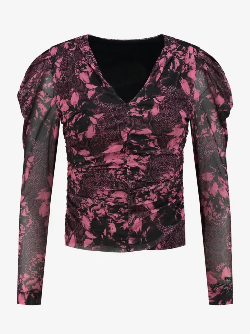 Aangesloten top met all-over print