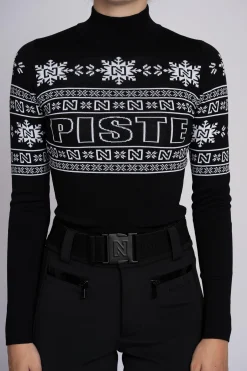 Aansluitende top met logo patroon en col