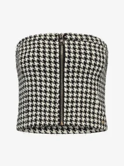 Bandeau top met pied-de-poule patroon