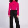 Broek met elastische tailleband en split
