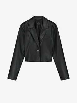Cropped leren-look blazer