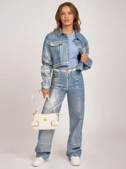 Cropped metallic jacket