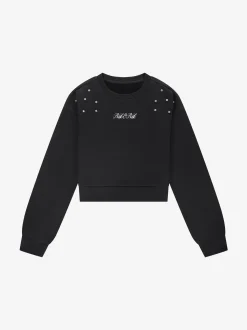 Cropped sweater met glinsterende studs