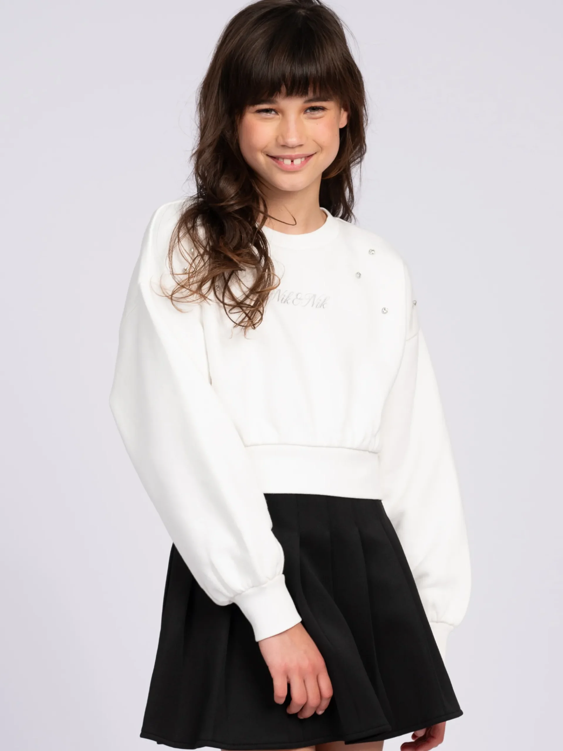 Cropped sweater met glinsterende studs