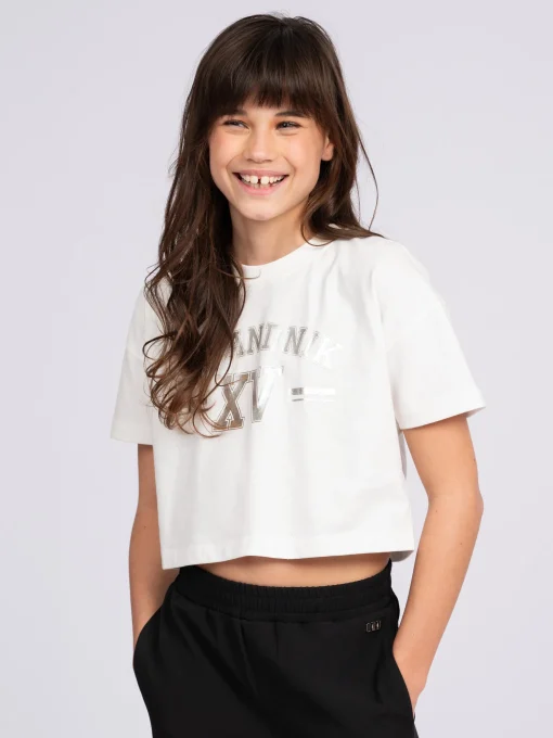 Cropped T-shirt met grafisch NIK&NIK logo