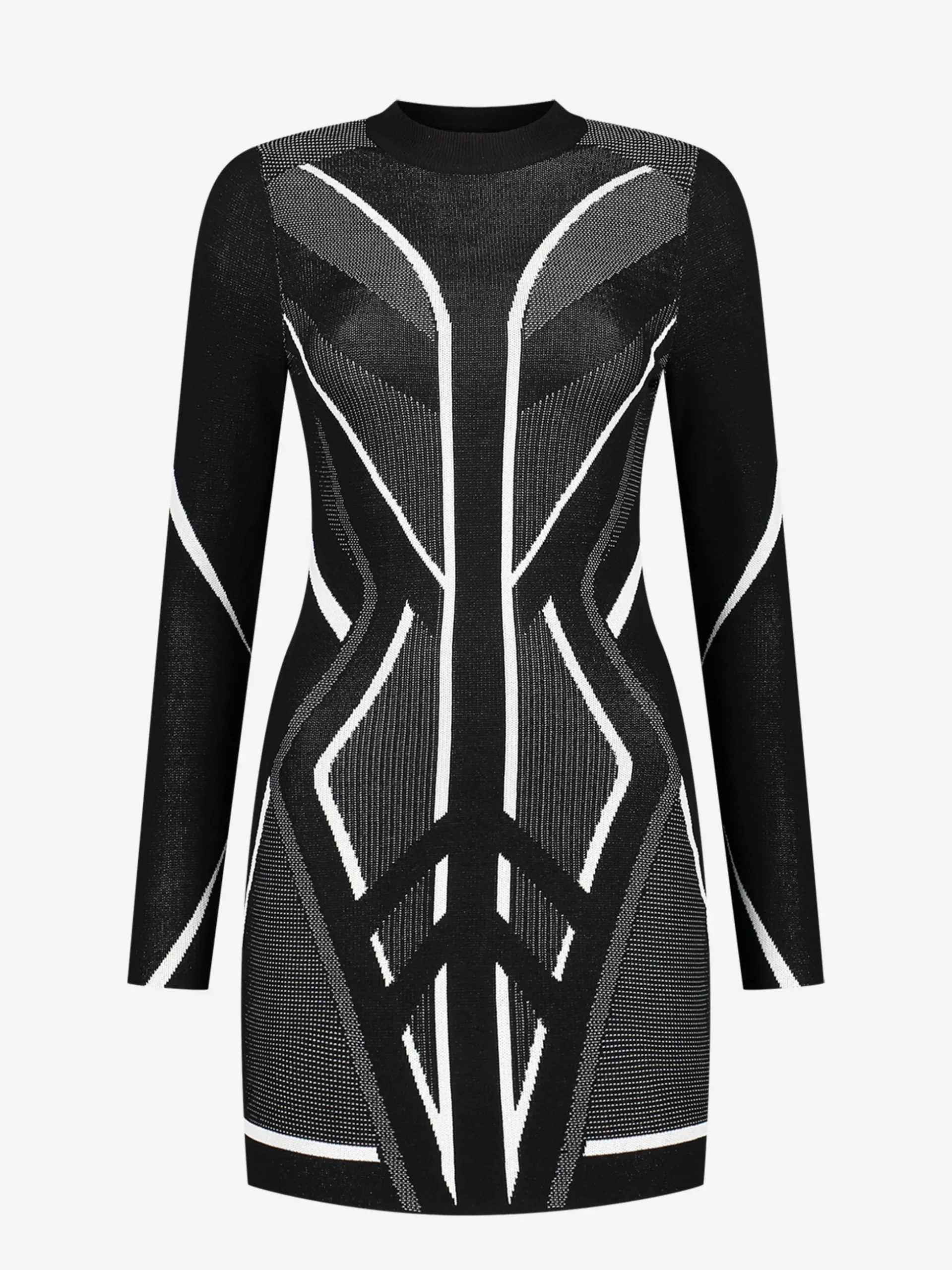 Fitted jurk met lijnen