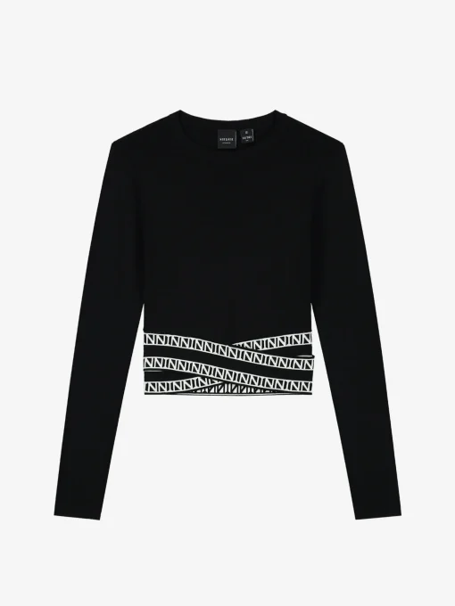 Fitted top met logo tailleband