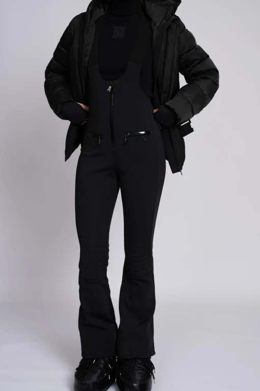 Flared ski broek met elastische schouderbanden