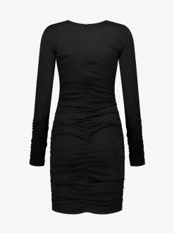 Gedrapeerde jurk met bloem detail