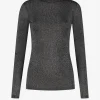 Geribbelde glitter top met col