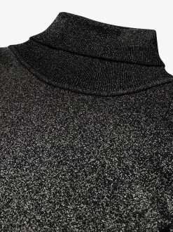 Geribbelde glitter top met col