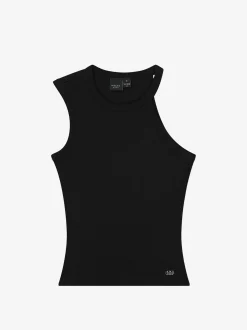 Geribbelde one shoulder top